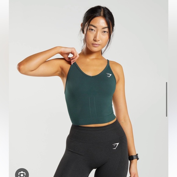 Gymshark Tops - Gymshark Vital Seamless 2.0 Midi Tank - Woodland Green Marl